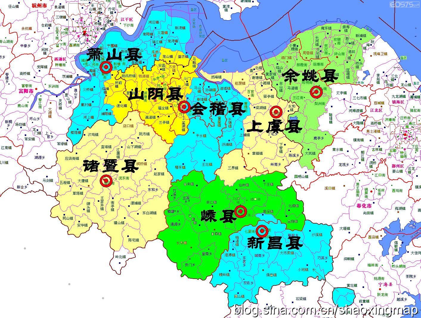 看地图,绍兴府8县
