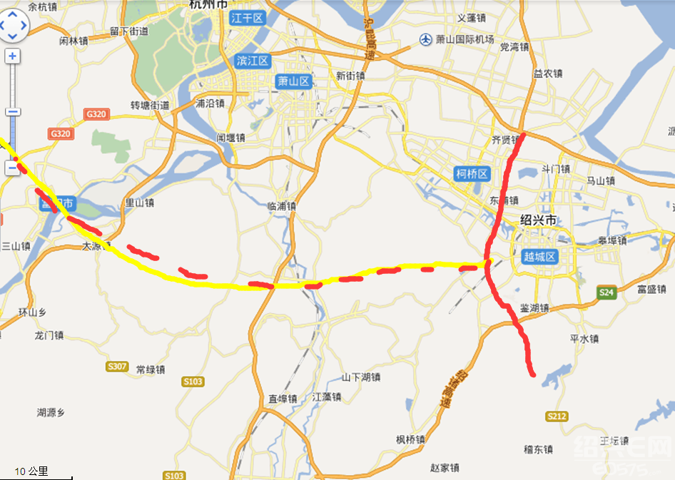 zjtszhouyu: 杭州绕城高速公路西复线杭州至绍兴段工程,是那里到那里?