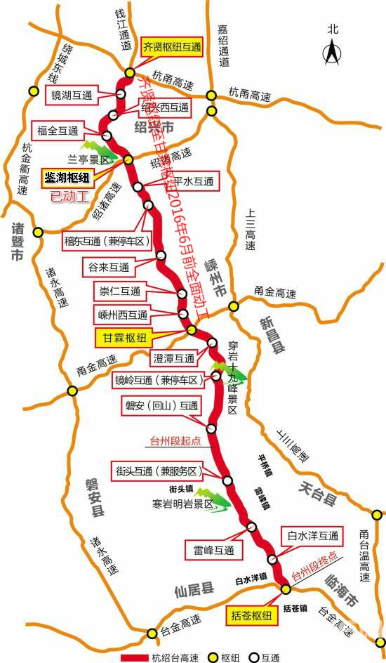 杭绍台高速绍兴段(甬金高速以北段)明年6月份前全线开工